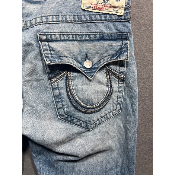 True Religion Mens Straight Embroidery Flap Pockets Jeans Size 38 - Picture 6 of 11